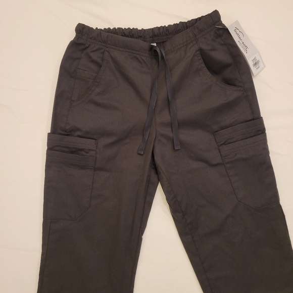 Butter-Soft STRETCH black 9 Pocket Drawstring Scrub Pants size XXS - Picture 3 of 4
